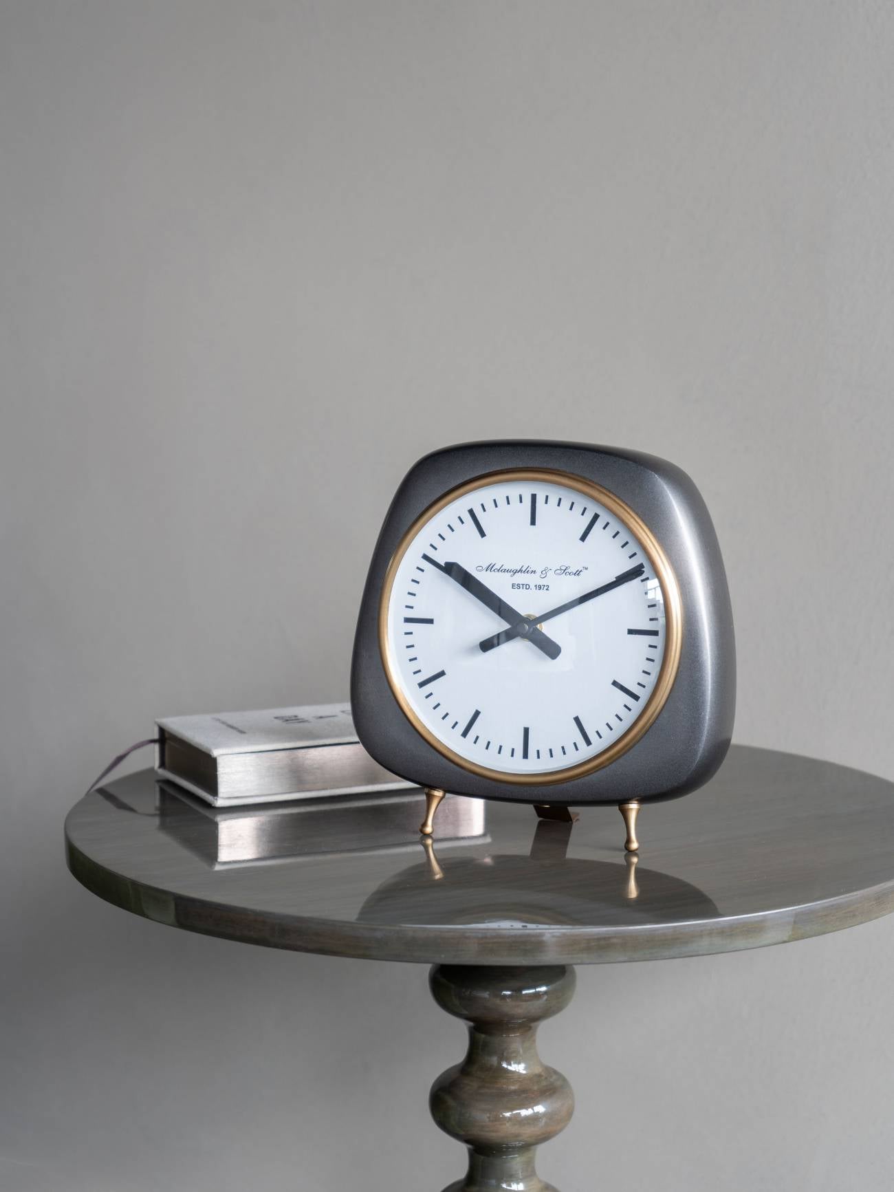 Mid Century Style Aluminium Table Clock Small